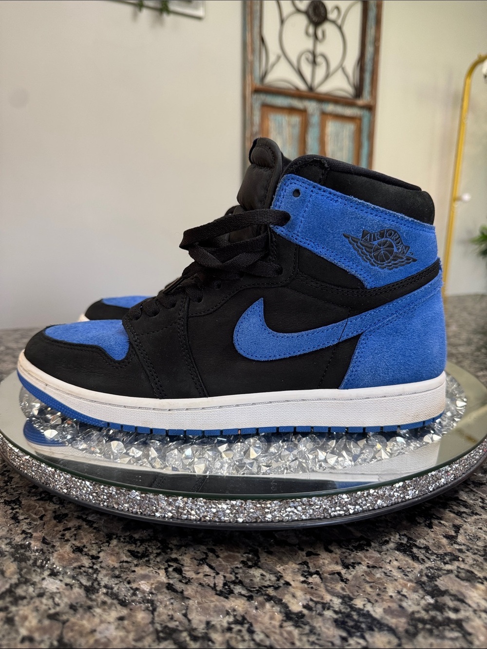 Air Jordan 1 Retro High Black & Royal Blue Suede EUC 10.5